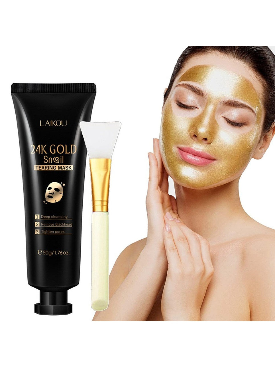 Gold Foil Snail Tear-Off Mask – Lystergivande och Djupt Återfuktande Ansiktsmask